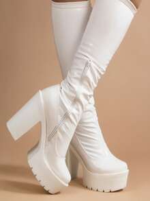 Women Knee-High Boots - White - View 2