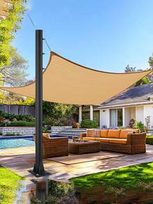 1pc Beige Garden Shade Cloth, 85% Mesh, Perforated, Made Of Breathable High-Density Polyethylene (HDPE), Provides Privacy; Can Be Used As Patio Shade/Privacy Screen - A - View 1