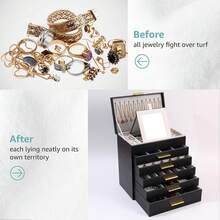 BOOVO 1个优雅时尚的女士首饰盒，PU材质，适用于收纳和展示首饰、项链、戒指等。