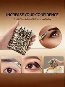 6pcs Leopard Print Eyebrow Grooming Kit - Includes Portable Leather Case, Stainless Steel Eyebrow Scissors And Precision Eyebrow Tweezers, Ideal Grooming Tool For Women, Essential For Home And Travel Eyebrow And Facial Hair Care - Multicolor - View 2