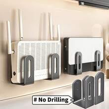 2件套免钻孔壁挂式路由器收纳架+电源插座支架 | 多功能家用WiFi整理架，适用于电视盒子/光纤调制解调器 | 锅盖架+砧板架+厨房用具架，悬浮式收纳架