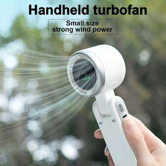 Ventilador portátil de mano de 3600mAh, ventilador mini ajustable, ventilador de mano plegable sin aspas de 5 velocidades con pantalla digital, soplador de aire pequeño adecuado para uso en el hogar, la oficina y al aire libre