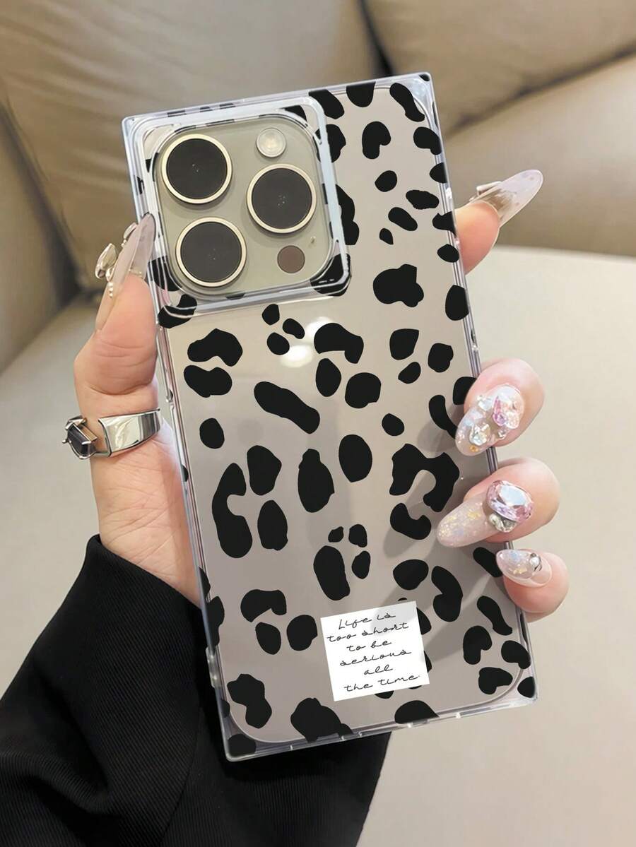 JKA Black Leopard Print Phone Case Compatible With Iphone Phone17promax/17pro/17Air/17/16promax/16/16pro/16plus/15/15pro/15promax/12/13/14promax/Xs/Xr/12pro/12promax/13pro/13promax/14pro/14promax/14plus The Square Design Is Fashionable And Attractive. It Is The Best Choice As A Gift For Friends. - 無色 - 查看 1