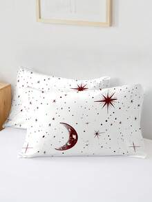 1件/2件/4件装黑白爱心图案枕套套装（不含枕芯），柔软舒适，四季皆宜 - 彩色 - 查看 19