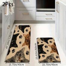 1 peça de pegada de gato, estampa gráfica de gato, série de tapetes longos, tapete interno, capacho, tapete de entrada, tapete de cabeceira para quarto, tapete de cozinha, tapete de cozinha, adequado para sala de estar, lavanderia, banheiro