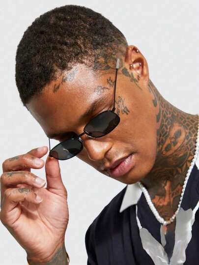 1 pieza Gafas de moda de metal retro americano con montura cuadrada pequeña, gafas de lujo de moda para fotografía callejera