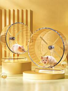 亚克力仓鼠跑轮带支架，透明静音仓鼠跑轮玩具，带轴承，适合小型宠物 - 無色 - 查看 6