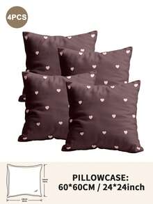 1pc/2pcs/4pcs Polyester Pillowcase Set With Bow & Heart Pattern, Soft & Comfortable, Suitable For All Seasons - Multicolor - View 28