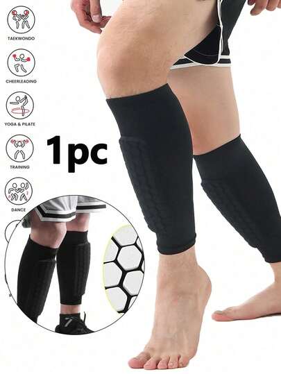 1pc Football Shin Guard With Foam, Calf Compression Sleeve, Honeycomb Pad, Sports Shin Pad And Football Gear, Honeycomb Anti-Collision Outdoor Sports Shin Guard, Universal Football Shin Guard, Men's Breathable Anti-Collision Shin Guard