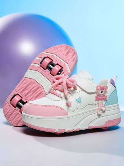 Kids Roller Skate Shoes, 4-Wheel Detachable Roller Shoes, Dual-Row Increased Stability, Suitable For Boys And Girls Skateboarding, Inline Skating