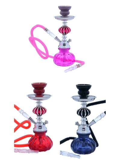 Juego de Hookah de 3 piezas, incluye base de vidrio, tazón de cerámica y boquillas desechables, pipa de narguile elegante con manguera, adecuada para el hogar, salón, bar, cafetería, fiesta y otros entornos de ocio, portátil y duradera.