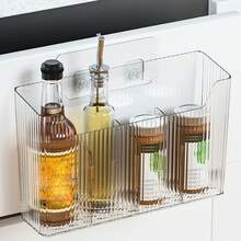 Large Capacity Adhesive Wall Storage Box - Drill-Free Organizer For Kitchen And Bathroom - Practical PET Design