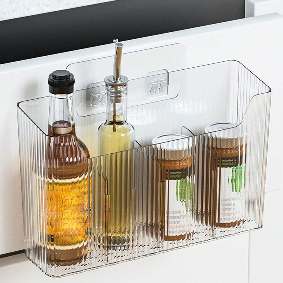 Large Capacity Adhesive Wall Storage Box - Drill-Free Organizer For Kitchen And Bathroom - Practical PET Design