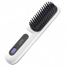 New Hair Straightener Brush - Cordless Hair Straightening,Compact & Travel-Friendly With LED Display Anti-Scald Mini Hot Straightening Comb For Women - 白色 - 查看 11