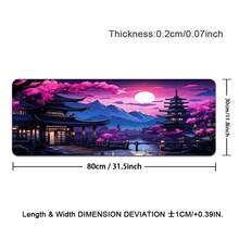 1pc High-Definition Extra Large Japanese Pagoda & Landscape Desian Gaming Mouse Pad Non-Slip Premium Base Precision Stitched Edges, Rectangular Desk Mat For Office Study, Home Decor - Multicolor - View 14