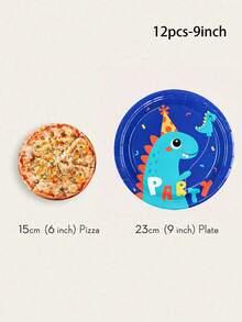 48/24pcs/Set Birthday Theme Paper Plates, 7-Inch Paper Plates, 9-Inch Paper Plates, Disposable Party Trays, Party Supplies, Party Decorations, Dessert Trays, Suitable For Parties, Gatherings, BBQs, Picnics, Camping, Birthday Parties, Restaurant Decor, Kitchen, Bridal Showers, Paper Plates, Balloons, Birthday Tableware, Dinosaur Theme, Blue Theme Party - Multicolor - View 9