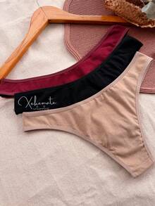 Set Of 5 Cotton Panties, Comfortable Basic Lingerie, Women's Fashion, Everyday Wear - 彩色 - 查看 4