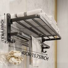 Simple Black Towel Rack, Suitable For Bathroom, Toilet, Kitchen, Clean And Tidy, Space-Saving - Black - View 2