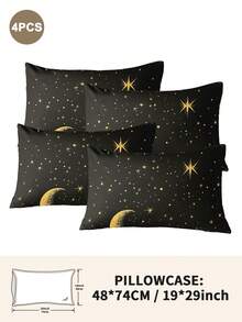 1件/2件/4件装涤纶星月图案枕套（不含枕芯），柔软舒适，四季皆宜 - 彩色 - 查看 26