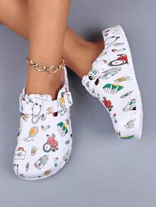 Women's Fashion Printed Breathable EVA Clogs, Lightweight Non-Slip Work Shoes, Adjustable Strap Soft Sole Suitable For Beach, Garden, Autumn - Care - View 3