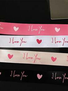 2.5cm Wide Fashionable "I LOVE YOU" Ribbon, Floral Bouquet Packaging Ribbon, DIY Gift Wrapping Ribbon - Multicolor - View 7
