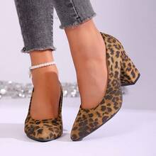Women's Fashion High Heel Sandals, Solid Color - Leopard Color - View 6