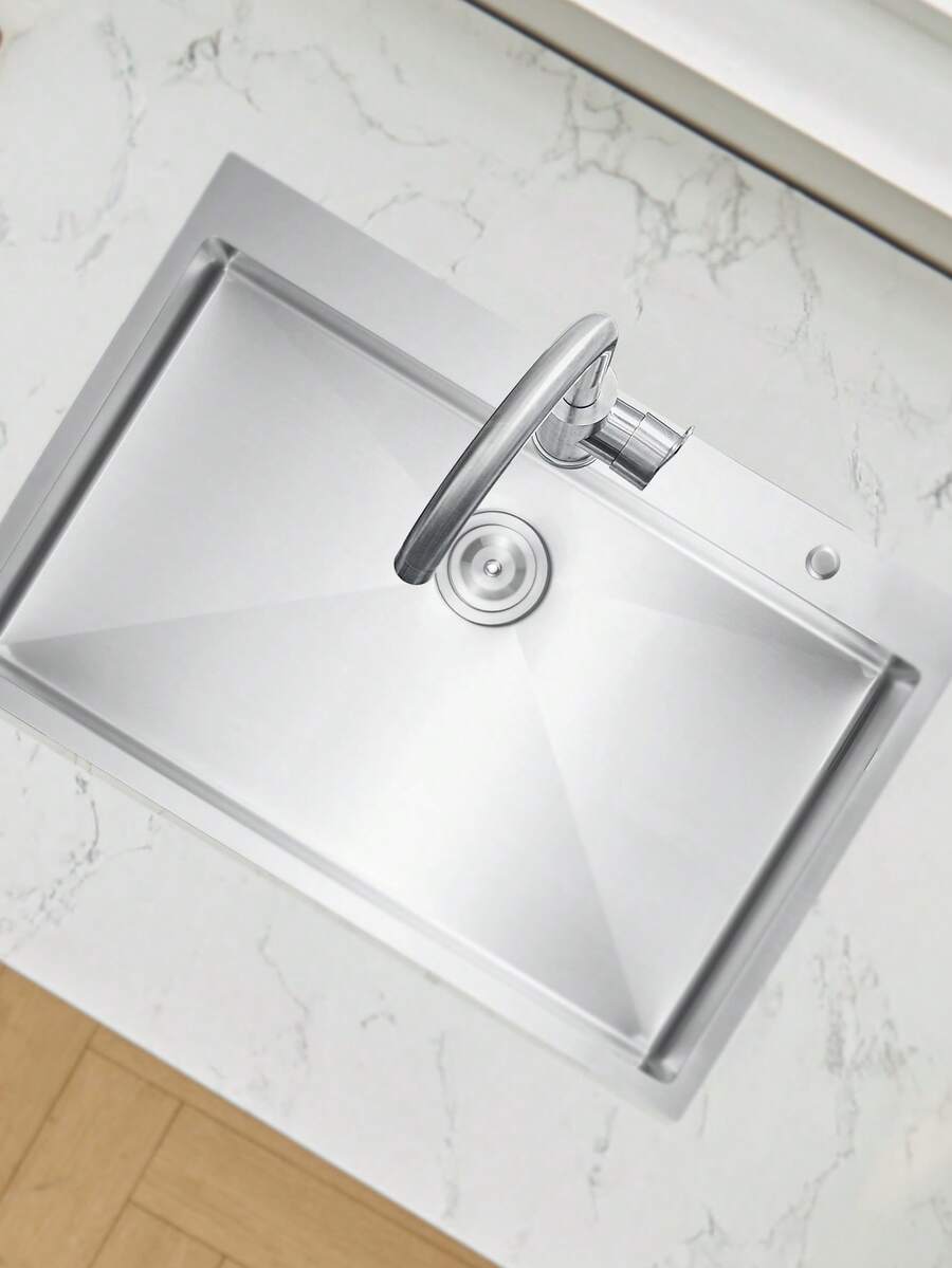 Fregadero de cocina de 33" de montaje superior, de un solo tazón, con lavabo empotrado, barra de acero inoxidable
