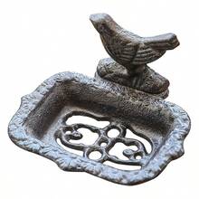 1pc European Minimalist Cast Iron Crafted Vintage Hollow Flower Soap Dish Decor, Home Garden Yard Ornament