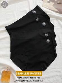 5条/包 无缝中腰女士提臀内裤，舒适弹力紧身透气平滑收腹内裤