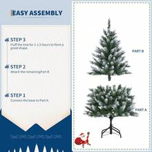 Árbol de Navidad artificial preiluminado de 6ft con luces blancas cálidas, impermeable, flocado, delgado, para decoración navideña en interiores y exteriores, ramas realistas, bajo consumo, incluye soporte resistente. - Verde - Ver 3