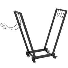 Outsunny Firewood Rack With Wheels 79 X 30 X 81 Cm, Firewood Rack For Garden & Patio, Black Metal, Incl. Kindling & Tool Hooks