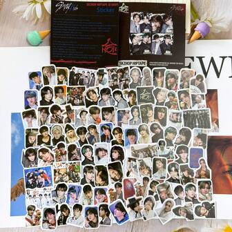 99张KPOP贴纸套装，新专辑《HOP》时期周边贴纸，Yongbok粉丝应援日记本及行李箱贴纸，自粘防水乙烯基贴纸，适用于剪贴簿、日记本、手机壳、笔记本电脑、行李箱DIY装饰，偶像周边，STAY粉丝生日及节日礼物