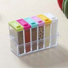 2-In-1 Textured Dual-Lid Spice Jar Set With Storage Base, Minimalist Transparent Spice Jars With Base, Seasoning Containers, Condiment Organizer Bottles - Multicolor - View 20