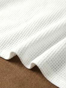 华夫格纹理短袖男士休闲百搭T恤，夏季 - 白色 - 查看 5