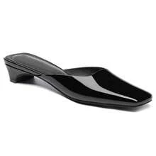 Women's Mules Low Kitten Heel Closed Square Toe Slip On Backless Dress Shoes,Size Fits Large - Cool Black - View 1