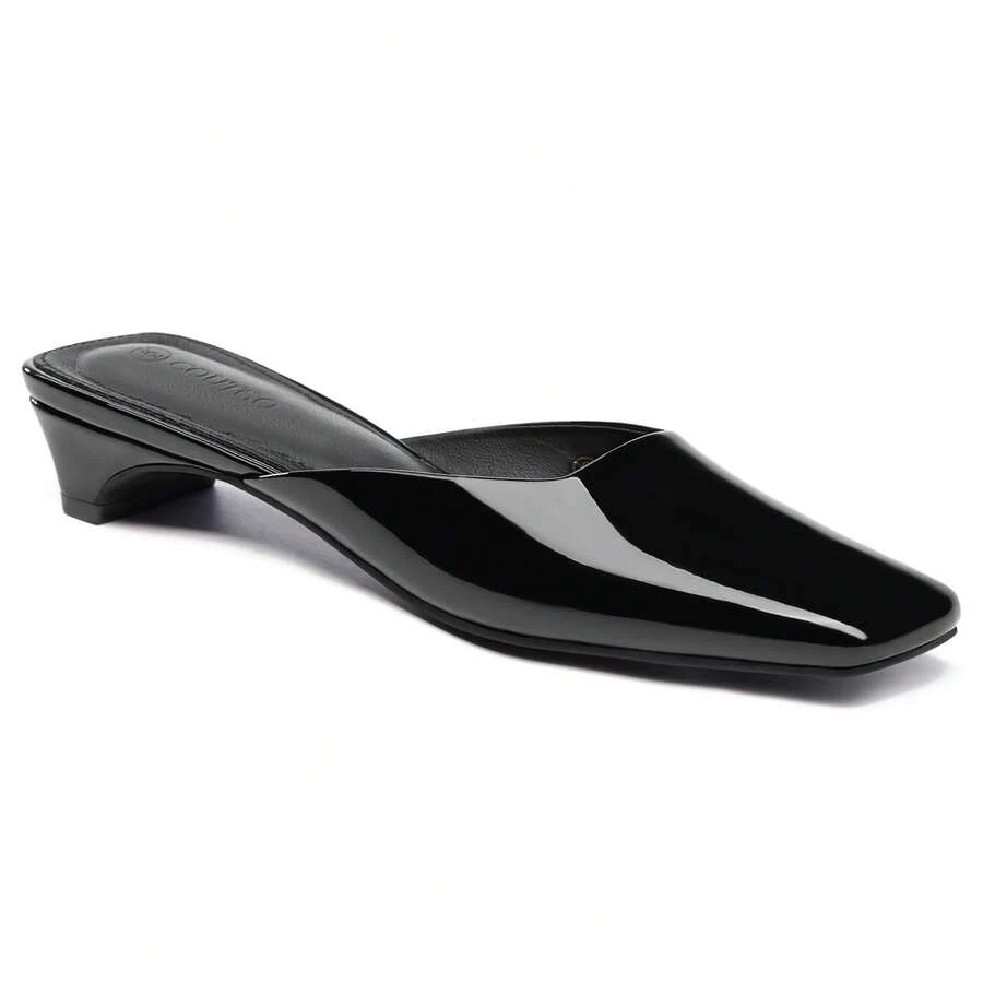 Women's Mules Low Kitten Heel Closed Square Toe Slip On Backless Dress Shoes,Size Fits Large - Cool Black - View 1