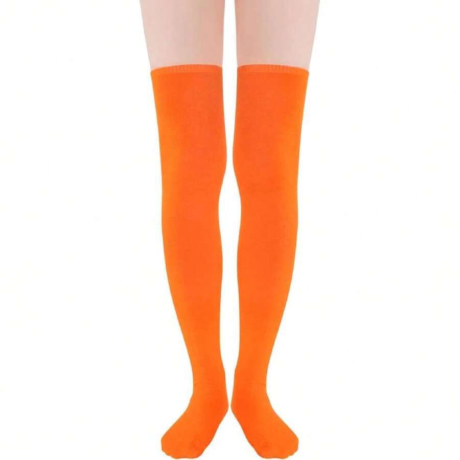 Thigh High Socks Long Over Knee High Socks For Women Casual Athlete Striped Knee High Stocking,36066836 - 橘色 - 查看 1