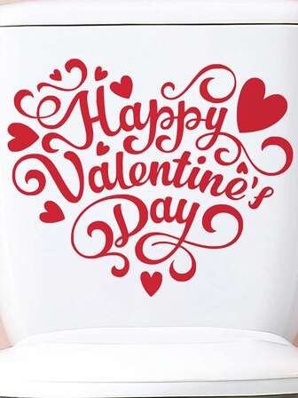 1 st Alla hjärtans dag rött hjärta engelsk dörrdekor PVC självhäftande festlig atmosfär frieri väggklistermärke fönsterklistermärke