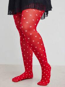 1 Pair Women's Heart Pattern Tights, Stylish & Sexy, Comfortable, Ideal For Valentine's Day, Dates, Daily Wear And Commuting - Available In All Sizes Including Plus Size - Multicolor - View 9
