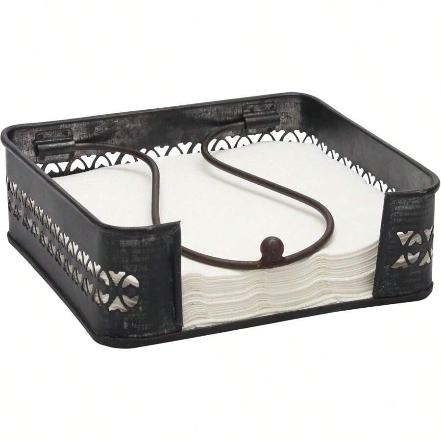 DIndustrial Black Graphite Metal Table Top Napkin Holder Decorative Napkin Tray For Dining Table And Kitchen Unique Tissue Dispenser For Bathroom Horizontal Display - màu đen - Xem 1