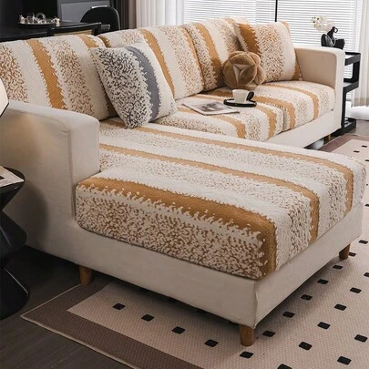 1 chiếc bọc ghế sofa mùa đông bằng vải nhung cotton co giãn, đệm sofa sang trọng mùa thu đông mới, đệm chống trượt bọc kín, mũ vải, bọc ghế sofa phòng khách 1/2/3/4 chỗ ngồi
