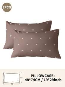 1pc/2pcs/4pcs Polyester Pillowcase Set With Bow & Heart Pattern, Soft & Comfortable, Suitable For All Seasons - Multicolor - View 48