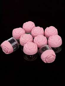 10pcs Plastic Cosmetic Cream Containers With Rose Flower Spiral Lids; Refillable Empty Containers For Cosmetic Samples; Travel Essential - Multicolor - View 1