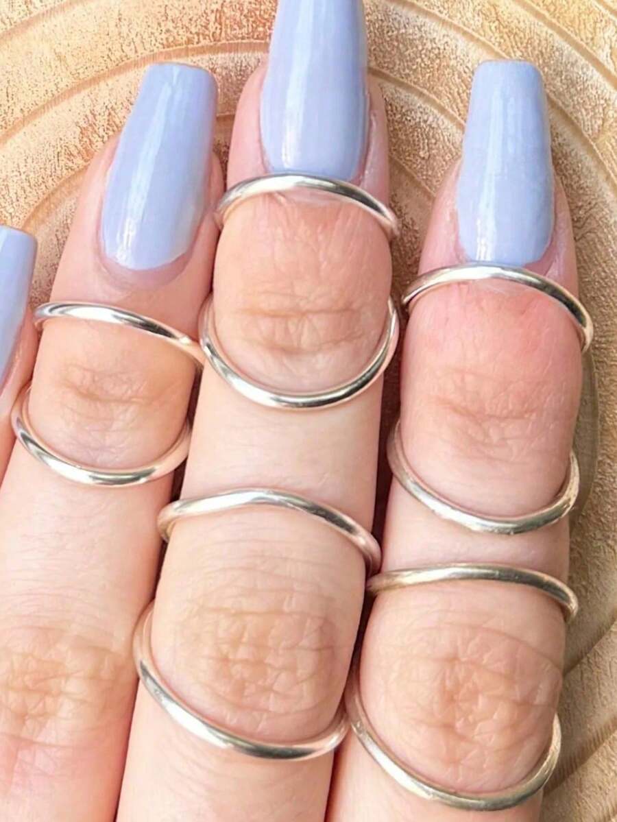 可调节天鹅指环 | 适用于EDS/关节炎的指夹板 | 关节过度活动稳定器 | 槌状指 | 天鹅畸形 | 银戒指 - 銀色 - 查看 1