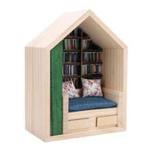 BookcasesAnsiety Bookshelf Cabina Escena de la Escena del Estrés Exquisito Decoración del Hogar en Miniatura con Libros para Relajación - Negro - Ver 5