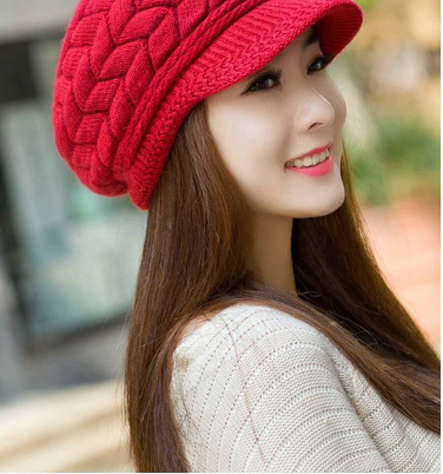 Women Beret Hats - Red - View 1