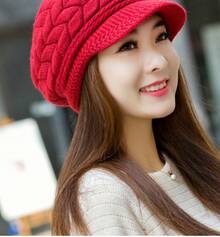 Women Beret Hats - Red - View 2