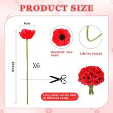 1/6/12pcs Artificial Poppy Flowers, 29cm Fake Flowers, Suitable For Wall, Living Room, Bedroom, Wedding, Party Decoration, Tabletop Decor. Home, Desktop, Kitchen, Wedding, Dining Table, Center Piece, Office, Garden, Outdoor, House, Yard Decoration, Suitable For Spring, Summer, Autumn, Winter. - Red - View 7