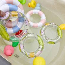 1个充气西瓜迷你游泳圈，冰淇淋杯架，奶茶杯底座，冰淇淋架，小型游泳圈玩具