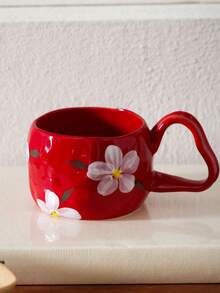 1 pieza Taza de cerámica floral de 350ML, apta para beber agua, leche, avena, té, jugo, desayuno, café, bebidas, ideal para cafés, hogar, restaurantes, fiestas, oficinas, regalos para el Día del Padre, Día de la Madre, amigos, novios/novias, familia, maestros, colegas - Multicolor - Ver 9